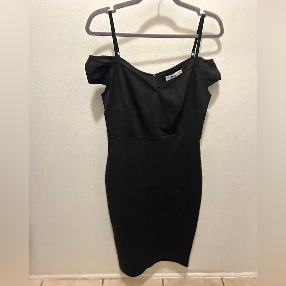 NWT Retro Pinup 50s/ 60s Wiggle Dress Black Off Shoulder Vintage Look Rockabilly - Picture 11 of 14